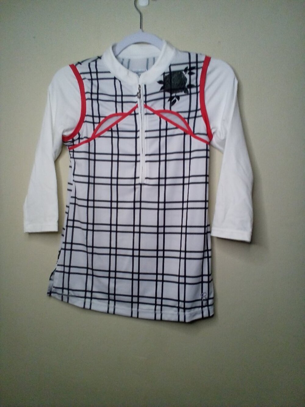 Sofibella Shirt Women XS 3/4 Sleeve Golf Tennis Active Half Zip White Black